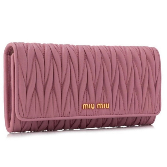 Miu Miu Handbags - [NEW with box] PINK MIU MIU MATELASSE LONG FLAP WALLET
